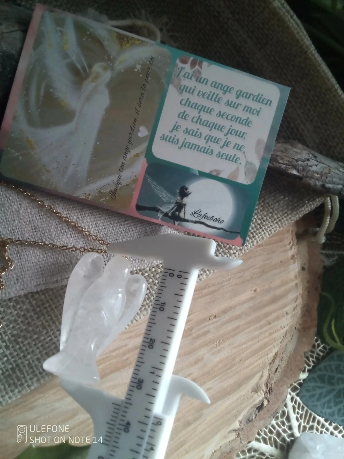 Angel crystal rock stone necklace + card – photo 3